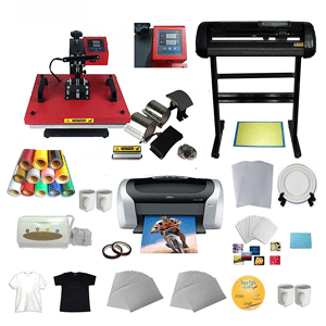8in1 Combo Heat Press,Vinyl Cutter Plotter,Printer,CISS,PU Vinyl Start-up Bundle 
